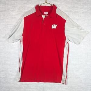 Box Seat Clothing Polo Shirt Mens Large Red Wisconsin Badgers Golf Polo Shirt